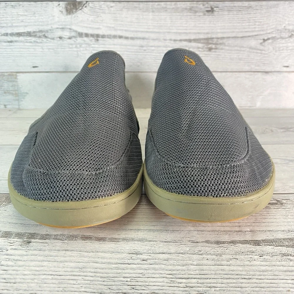 OluKai Nohea Mesh Loafers Mens 12 Gray Orange Slip On Shoes Comfort Casual Beach